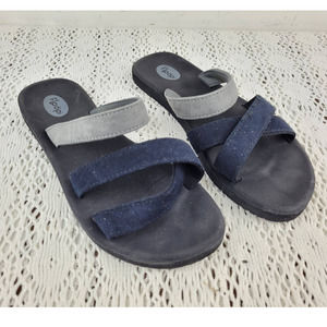 Flpopi Summer Slip On Sandals Black & Grey Faux Suede US Women's Size 8